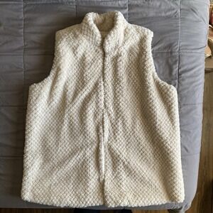 Indigo Soul 2XL Beige Faux Fur Sleeveless Vest Clasp Mock Neck Boho Indie Fall